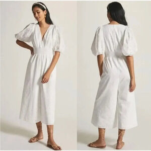 Hutch Smocked Waist White Eyelet Jumpsuit Size Small